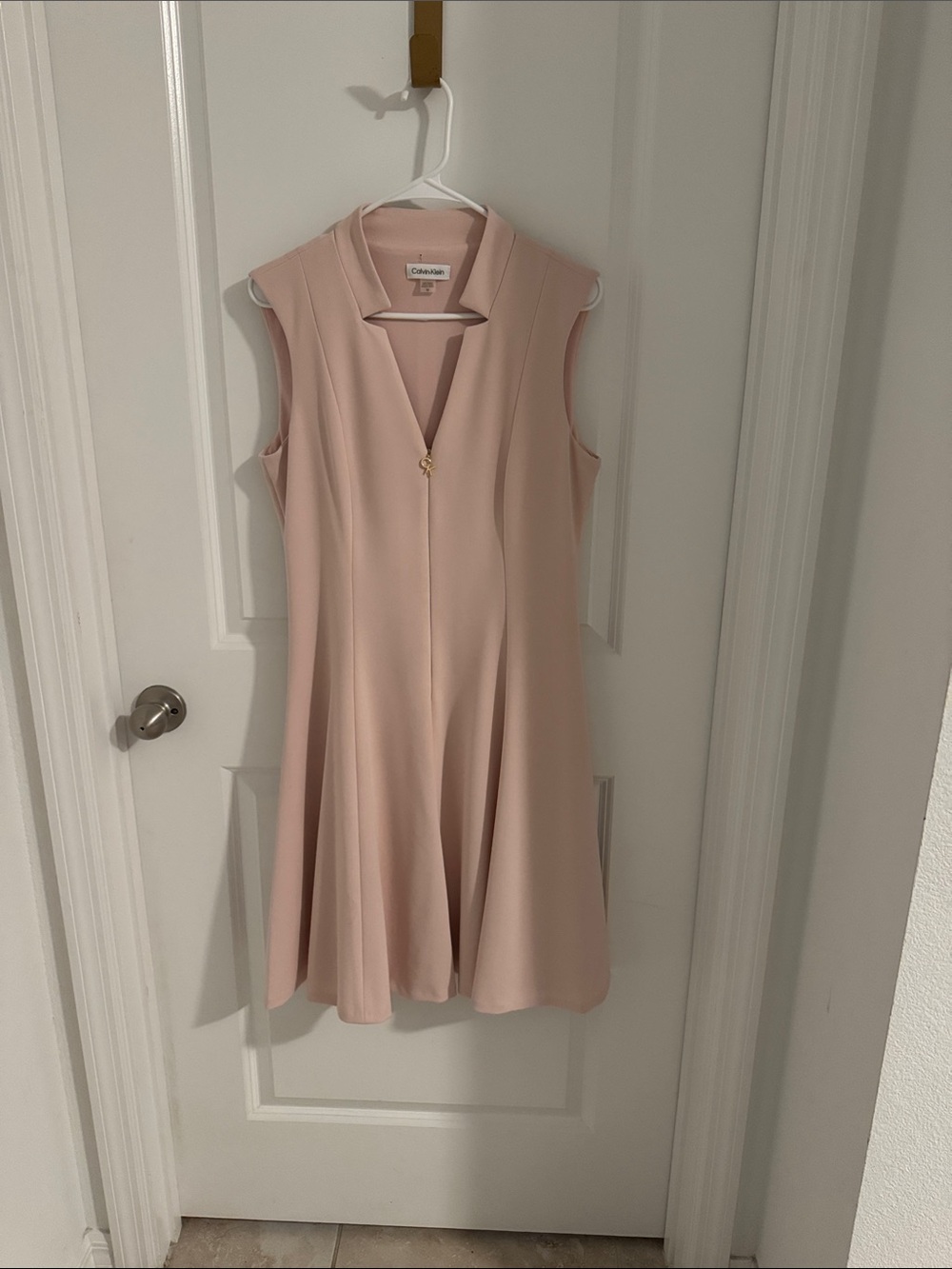 Calvin Klein Sleeveless Blush A-Line Midi Dress